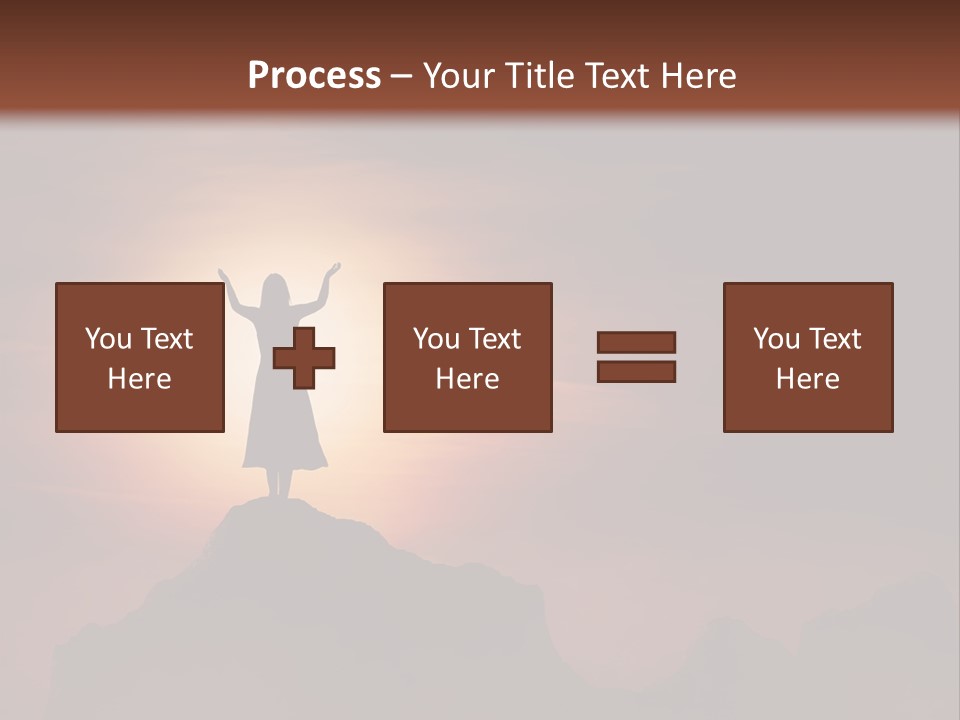A Person Standing On Top Of A Mountain With Their Arms In The Air PowerPoint Template