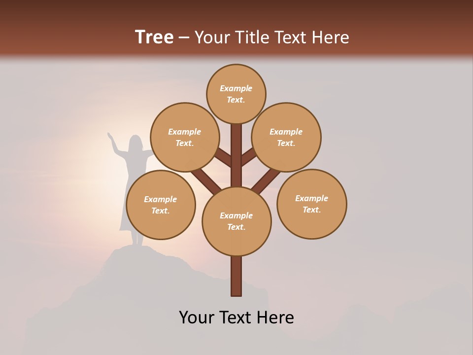 A Person Standing On Top Of A Mountain With Their Arms In The Air PowerPoint Template