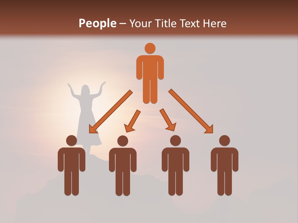 A Person Standing On Top Of A Mountain With Their Arms In The Air PowerPoint Template