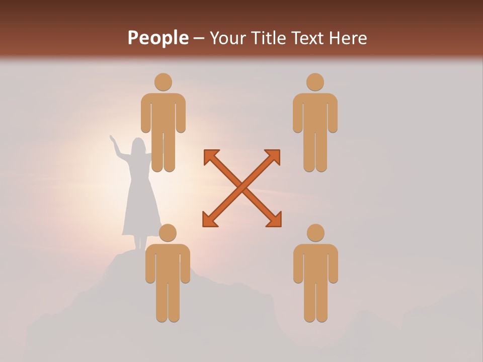 A Person Standing On Top Of A Mountain With Their Arms In The Air PowerPoint Template