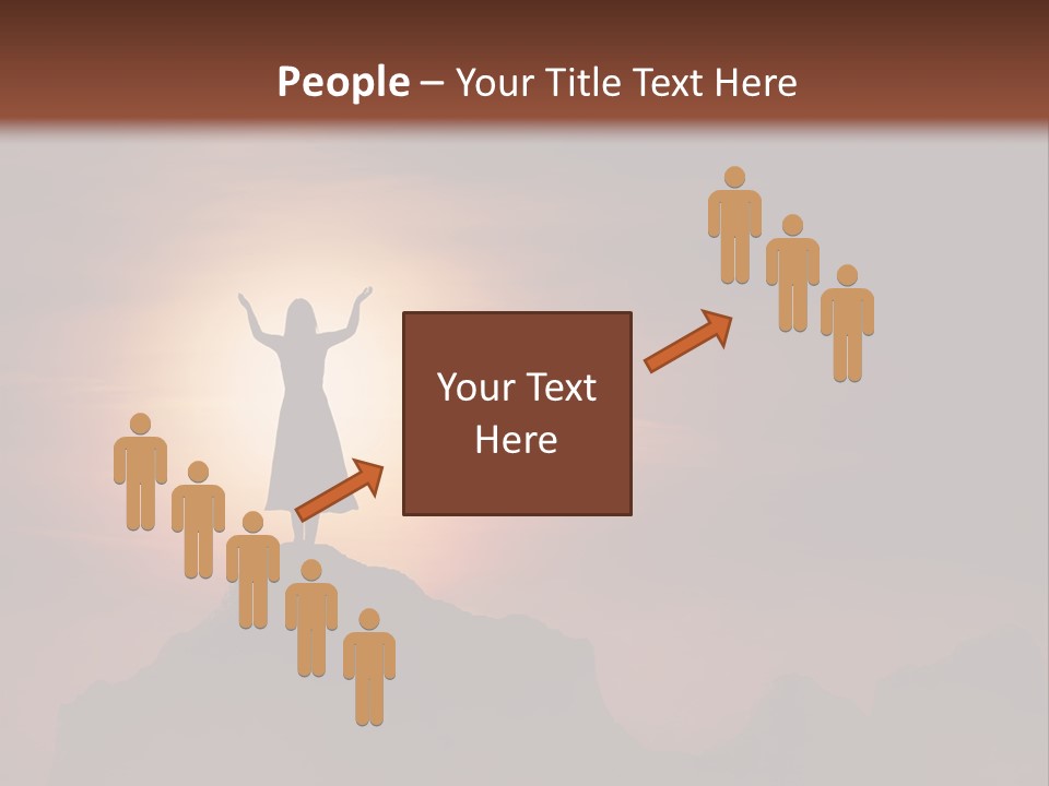 A Person Standing On Top Of A Mountain With Their Arms In The Air PowerPoint Template