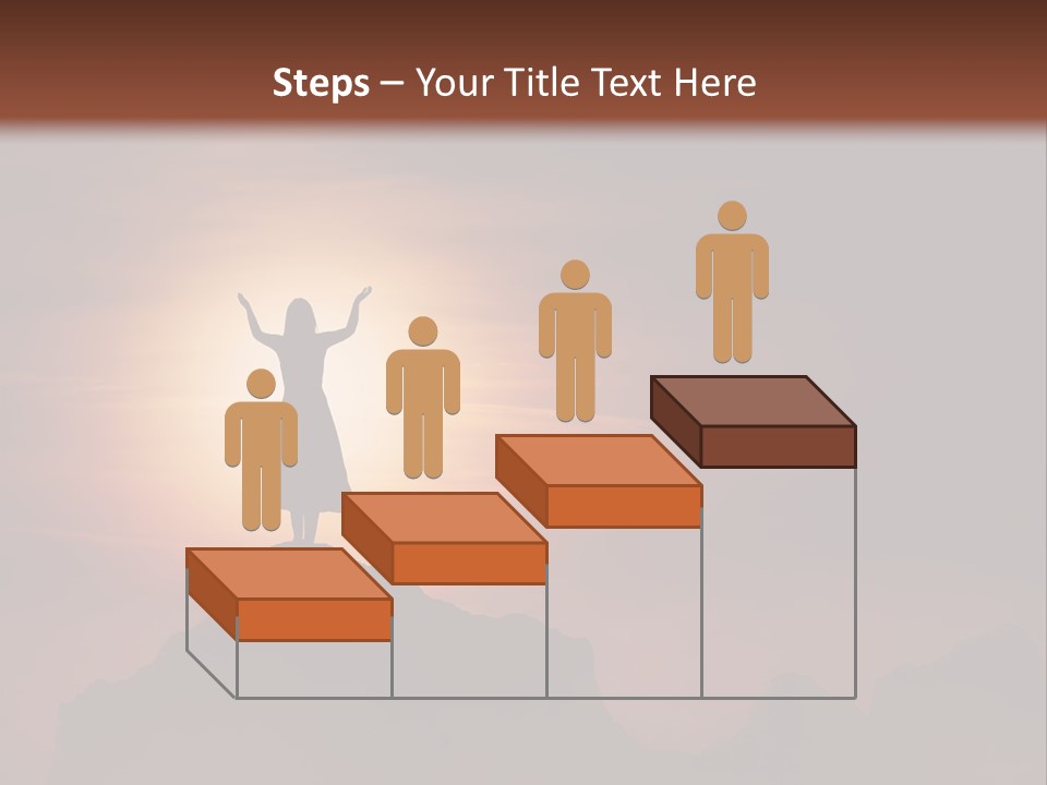 A Person Standing On Top Of A Mountain With Their Arms In The Air PowerPoint Template