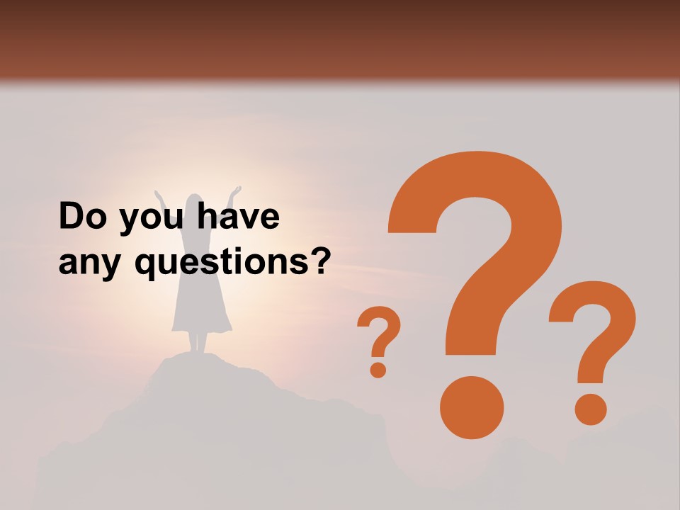 A Person Standing On Top Of A Mountain With Their Arms In The Air PowerPoint Template