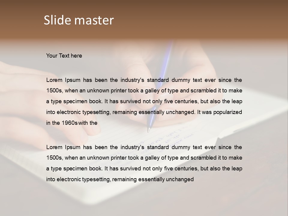 A Person Writing On A Notebook With A Pen PowerPoint Template