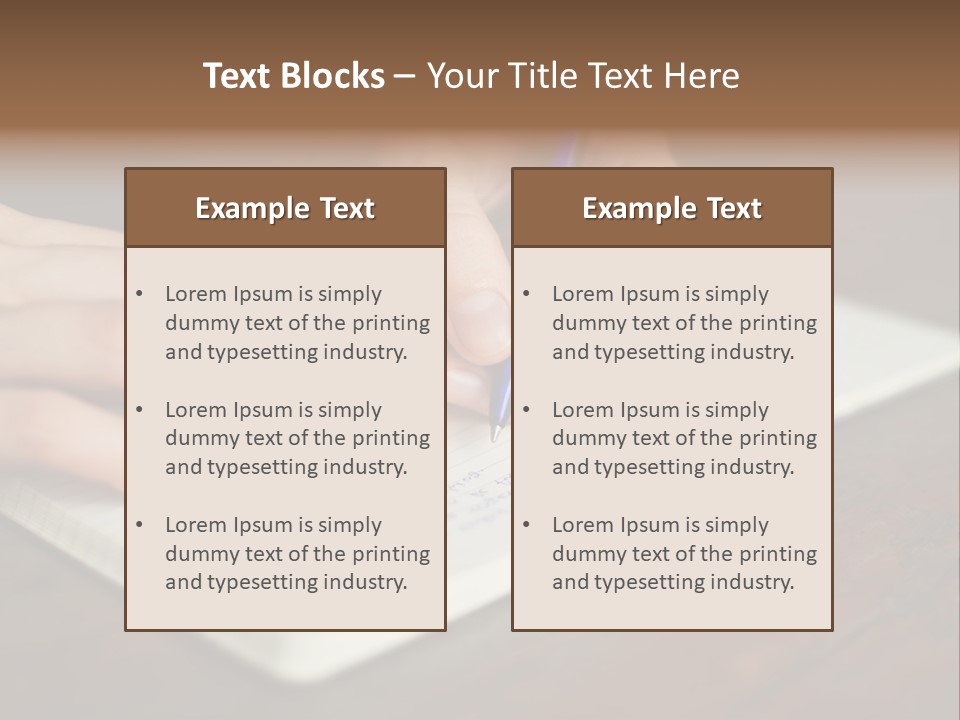 A Person Writing On A Notebook With A Pen PowerPoint Template