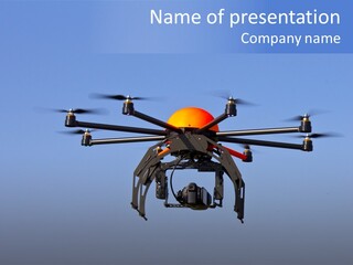 Viewpoint Octocopter Blue PowerPoint Template