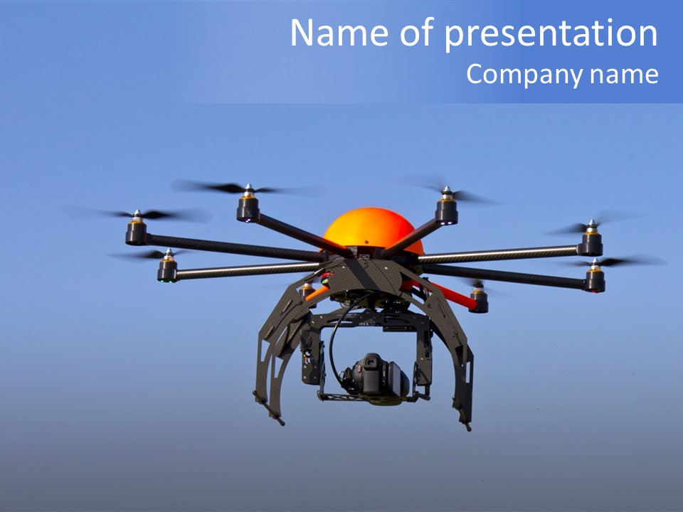 Viewpoint Octocopter Blue PowerPoint Template