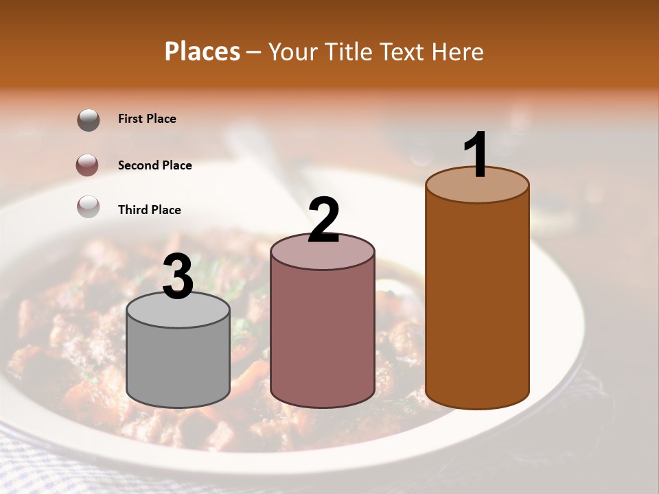 A Bowl Of Food On A Table With A Spoon PowerPoint Template
