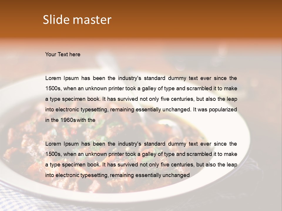 A Bowl Of Food On A Table With A Spoon PowerPoint Template