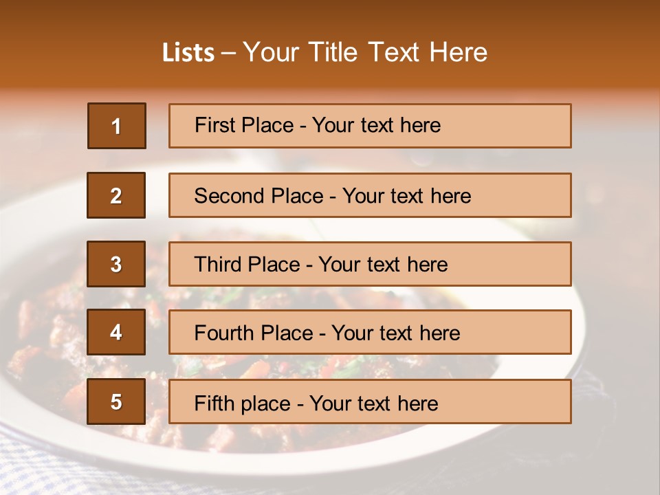 A Bowl Of Food On A Table With A Spoon PowerPoint Template