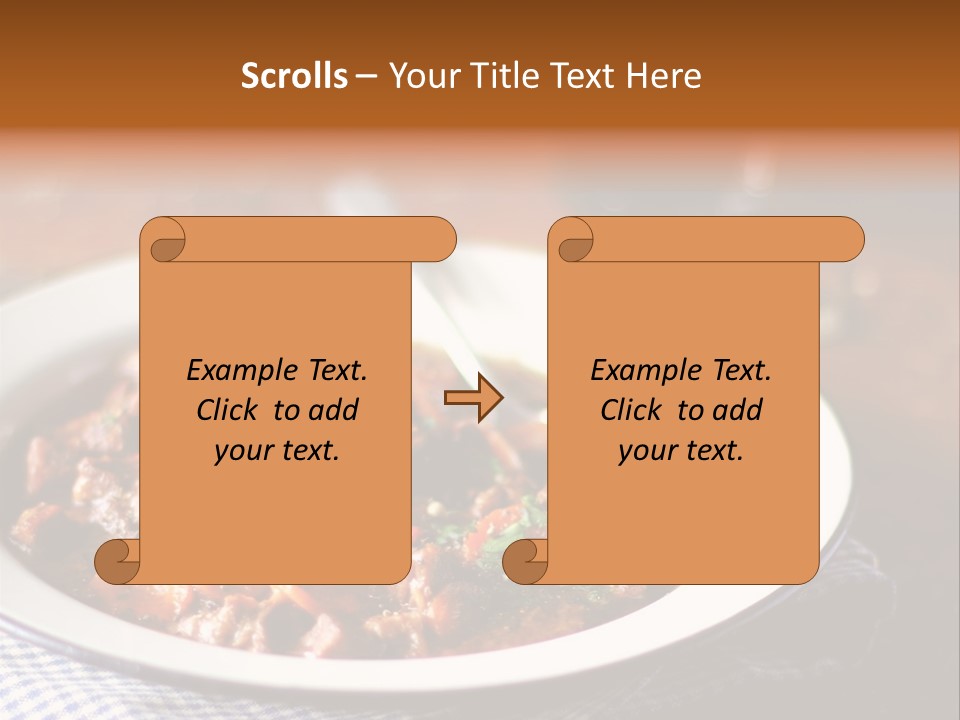 A Bowl Of Food On A Table With A Spoon PowerPoint Template