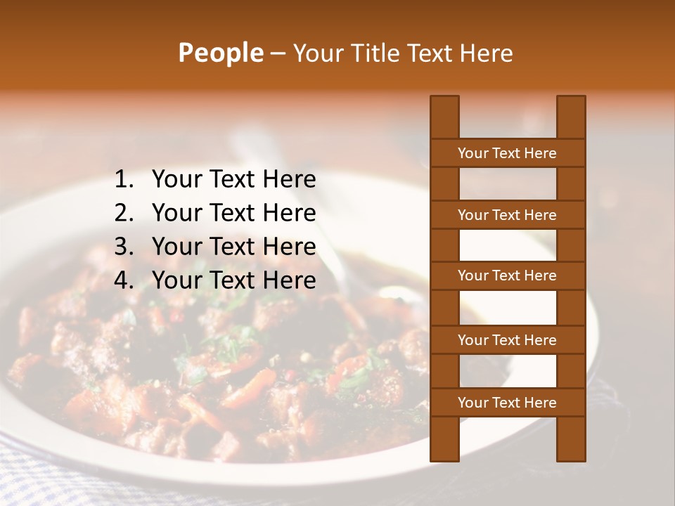 A Bowl Of Food On A Table With A Spoon PowerPoint Template