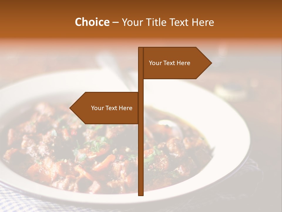 A Bowl Of Food On A Table With A Spoon PowerPoint Template