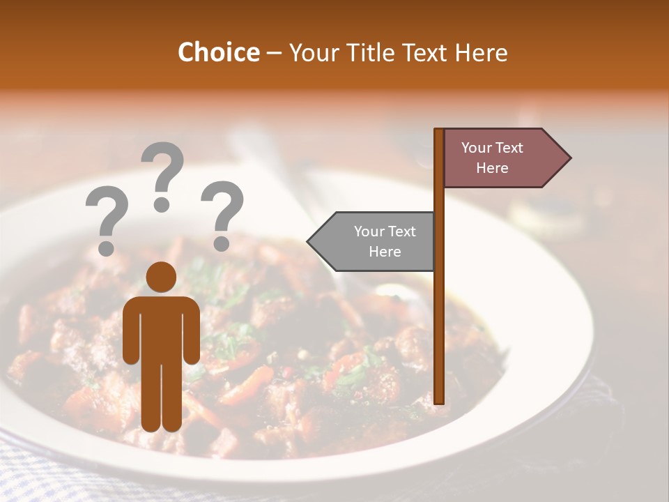 A Bowl Of Food On A Table With A Spoon PowerPoint Template