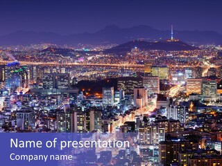 Tower Metropolis Korea PowerPoint Template