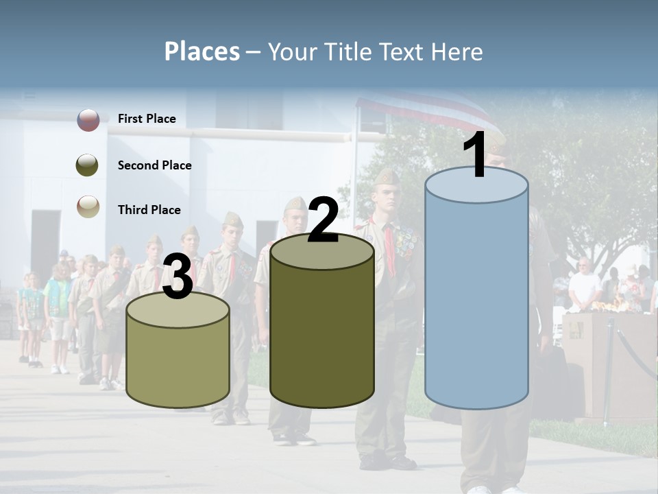 A Group Of Military Men Walking Down A Street PowerPoint Template