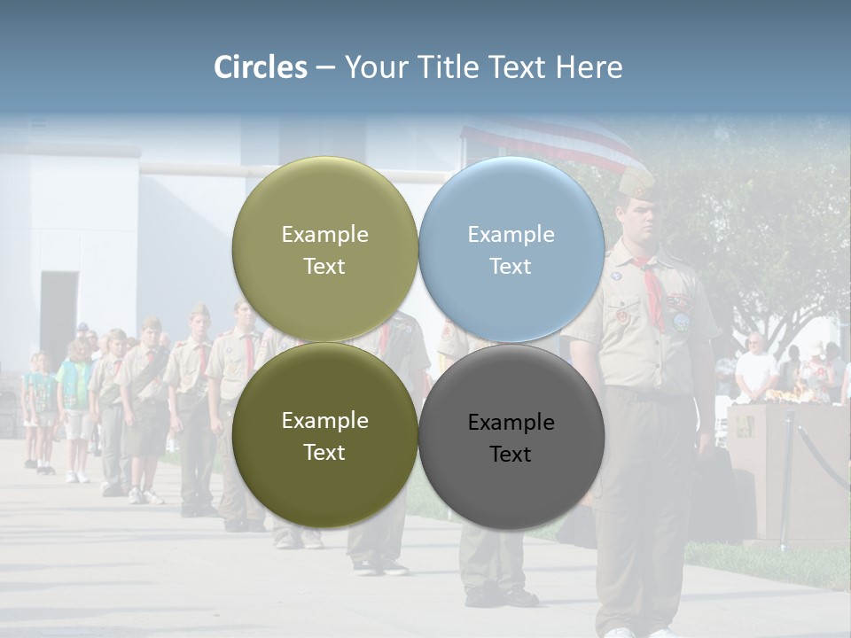 A Group Of Military Men Walking Down A Street PowerPoint Template