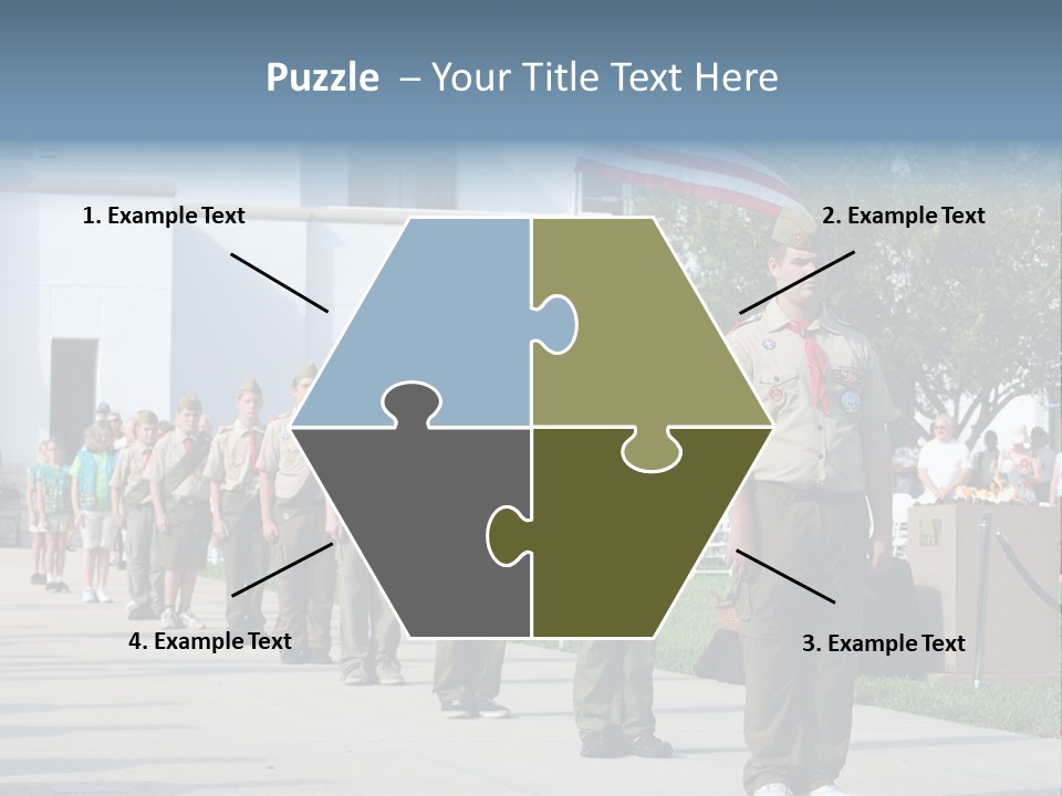 A Group Of Military Men Walking Down A Street PowerPoint Template