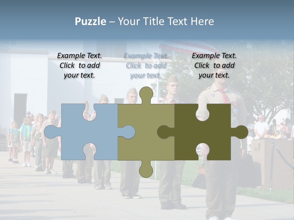 A Group Of Military Men Walking Down A Street PowerPoint Template