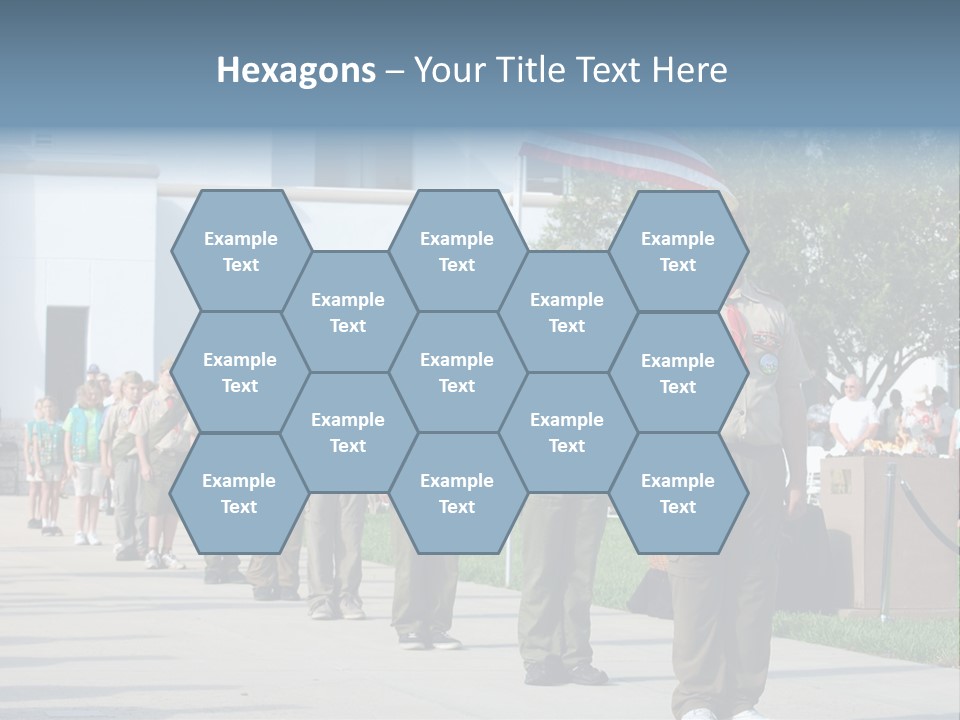 A Group Of Military Men Walking Down A Street PowerPoint Template