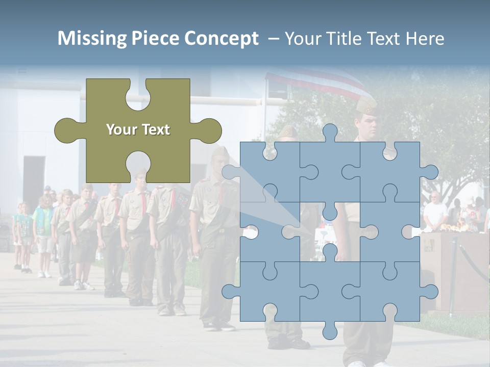 A Group Of Military Men Walking Down A Street PowerPoint Template