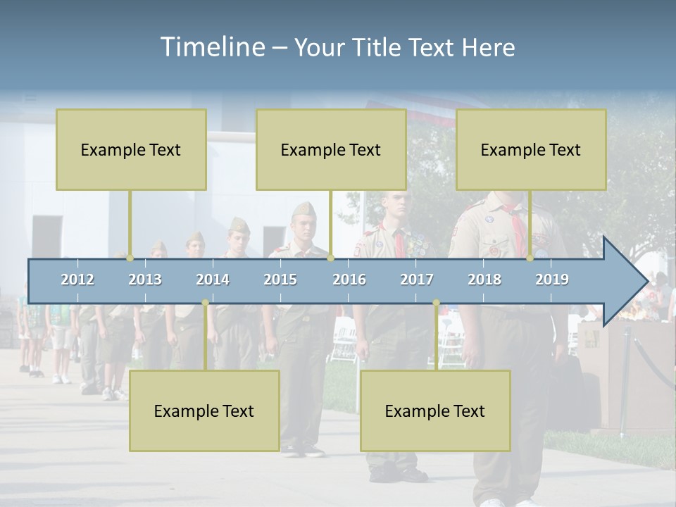 A Group Of Military Men Walking Down A Street PowerPoint Template
