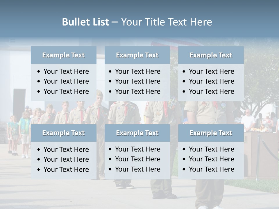 A Group Of Military Men Walking Down A Street PowerPoint Template