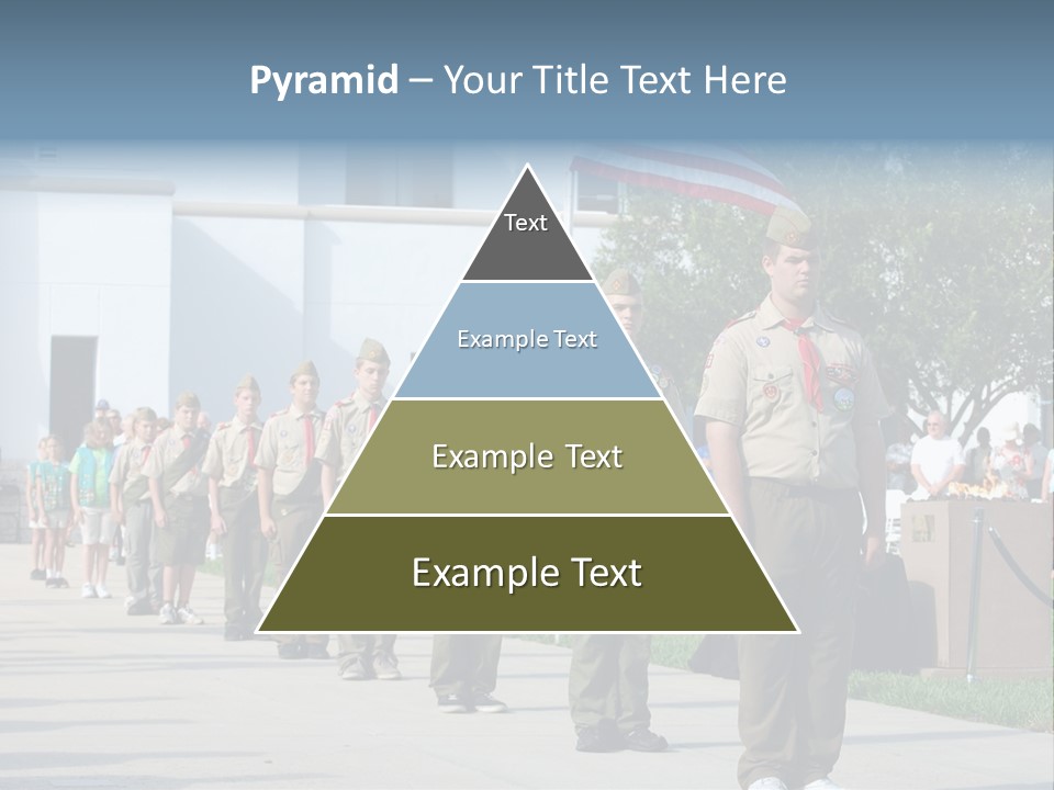 A Group Of Military Men Walking Down A Street PowerPoint Template