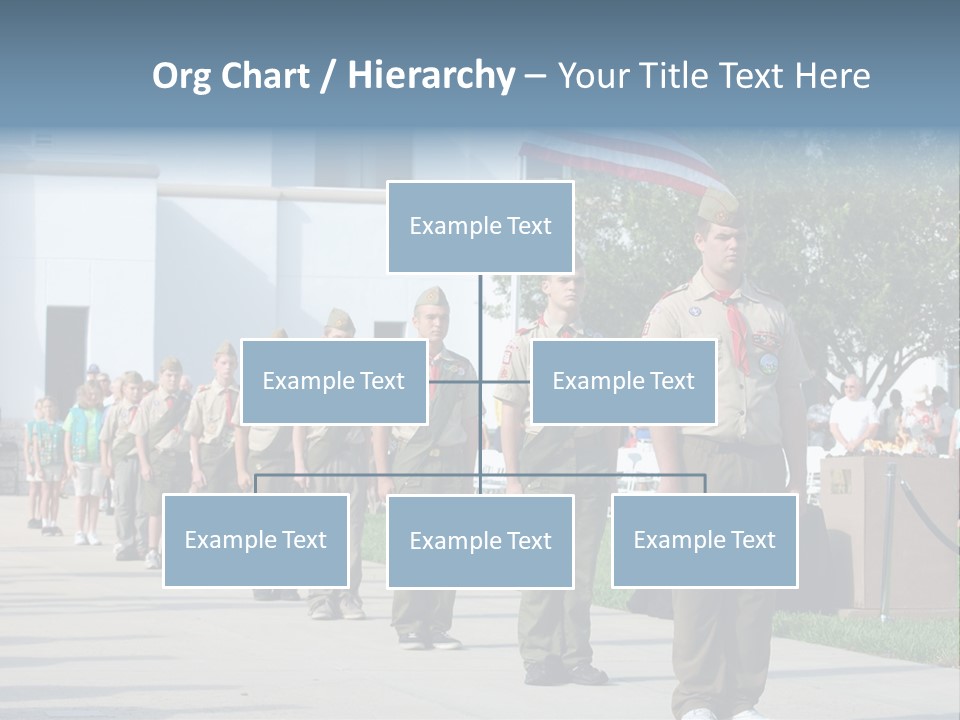 A Group Of Military Men Walking Down A Street PowerPoint Template