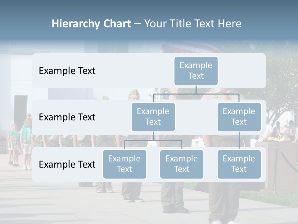 A Group Of Military Men Walking Down A Street PowerPoint Template