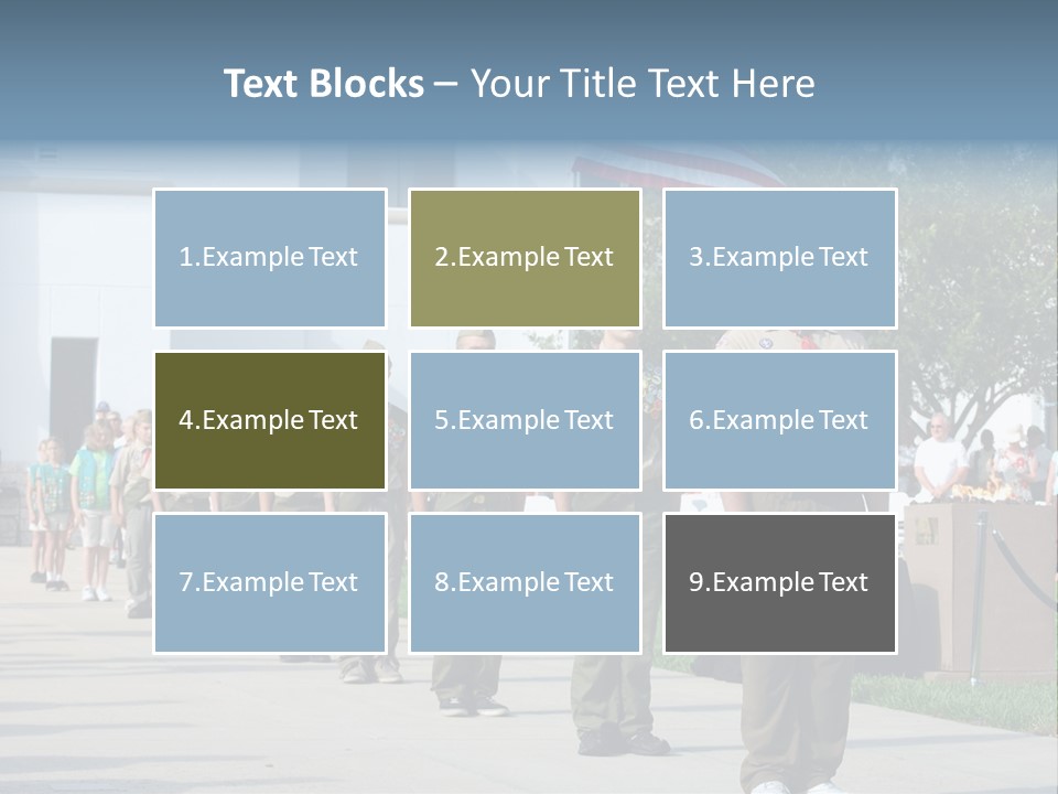 A Group Of Military Men Walking Down A Street PowerPoint Template