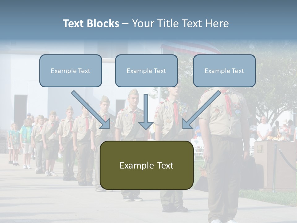 A Group Of Military Men Walking Down A Street PowerPoint Template