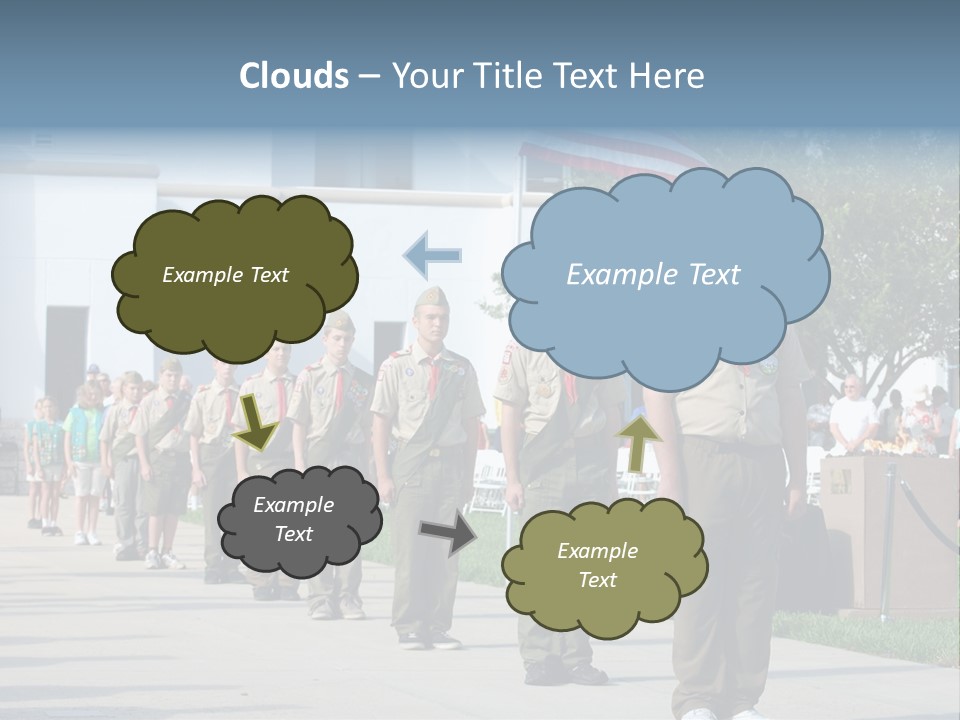 A Group Of Military Men Walking Down A Street PowerPoint Template