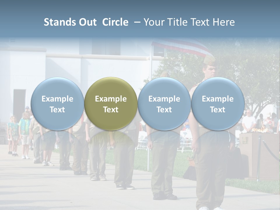 A Group Of Military Men Walking Down A Street PowerPoint Template