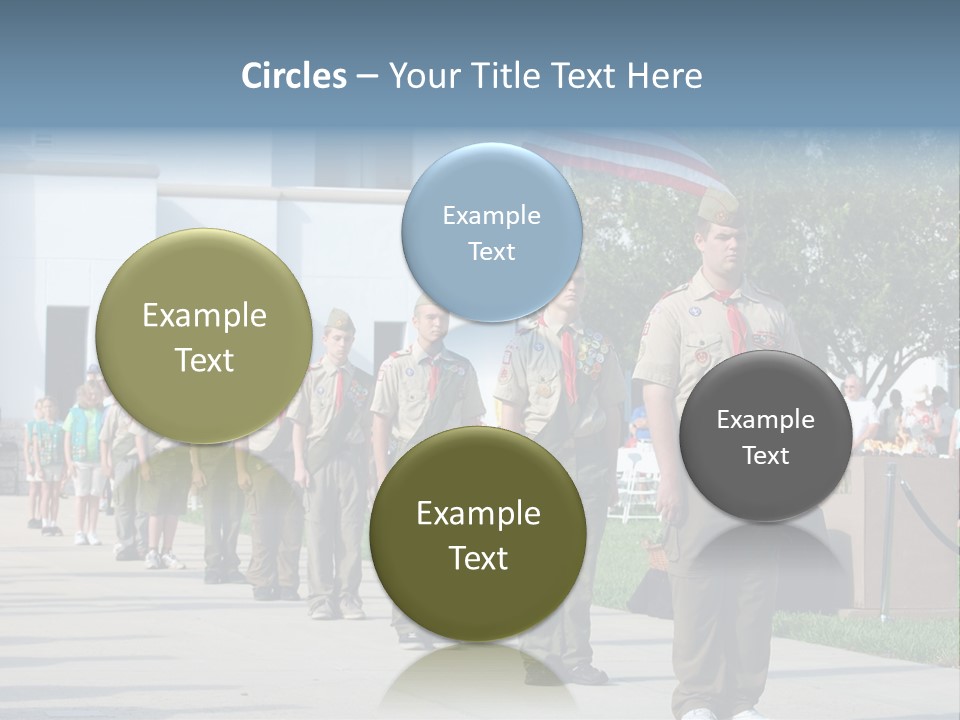 A Group Of Military Men Walking Down A Street PowerPoint Template