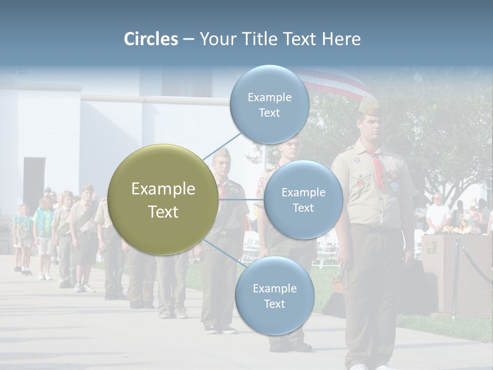 A Group Of Military Men Walking Down A Street PowerPoint Template