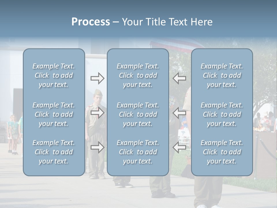 A Group Of Military Men Walking Down A Street PowerPoint Template