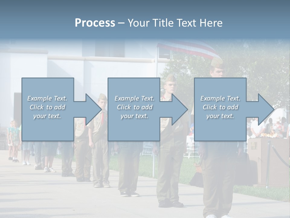 A Group Of Military Men Walking Down A Street PowerPoint Template