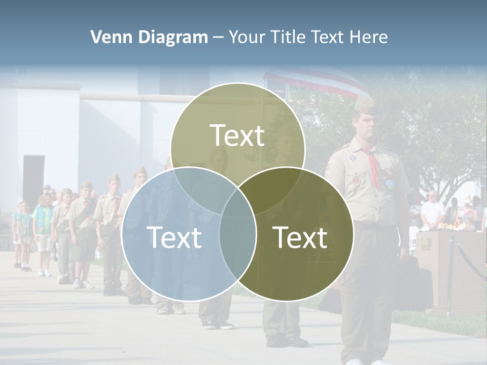 A Group Of Military Men Walking Down A Street PowerPoint Template