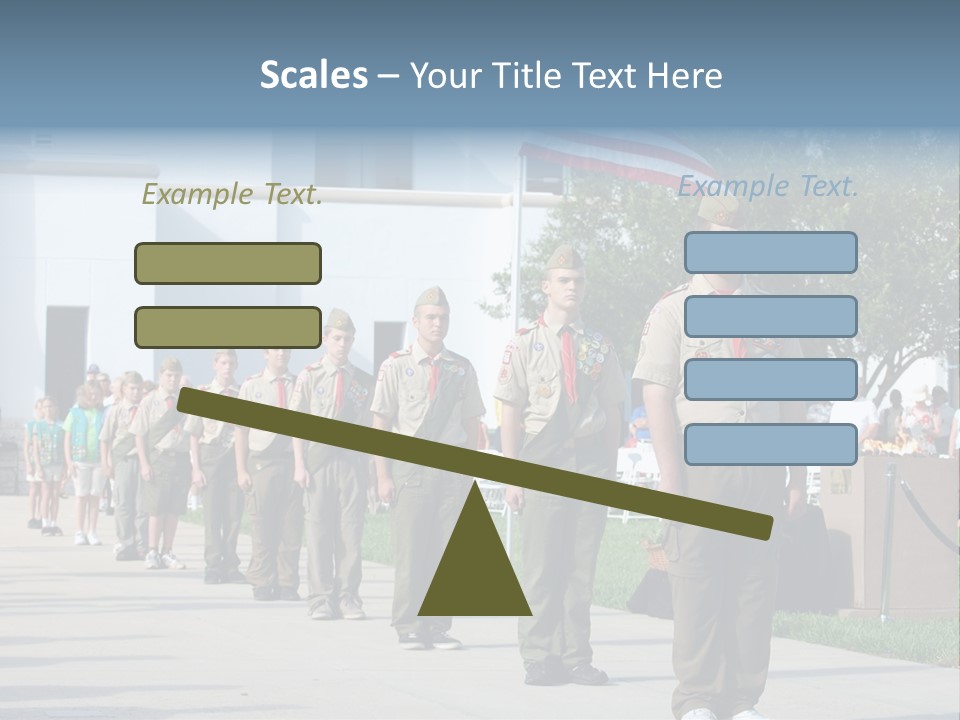 A Group Of Military Men Walking Down A Street PowerPoint Template
