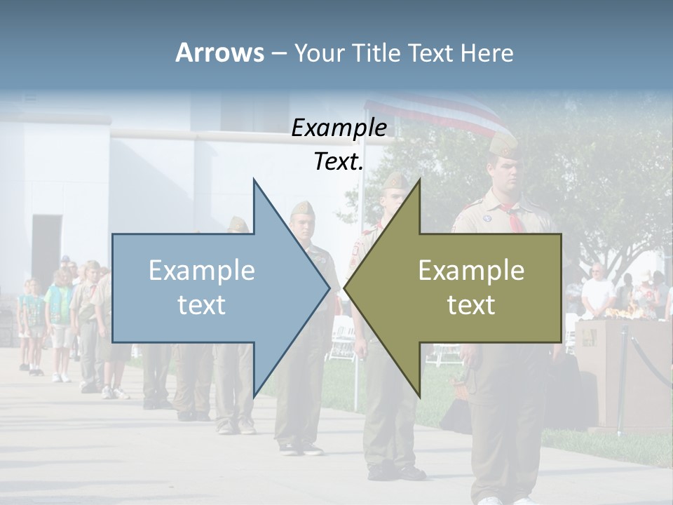 A Group Of Military Men Walking Down A Street PowerPoint Template