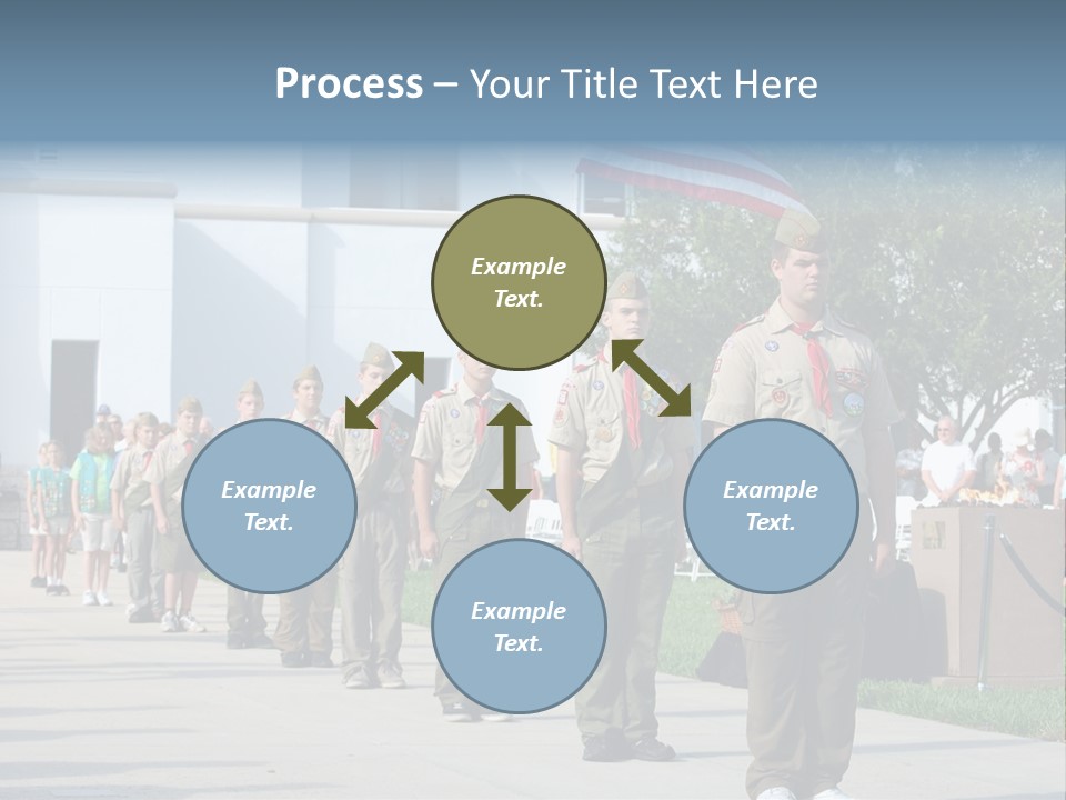 A Group Of Military Men Walking Down A Street PowerPoint Template