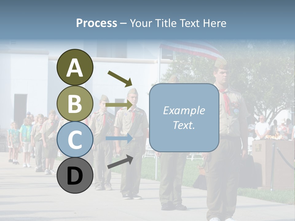 A Group Of Military Men Walking Down A Street PowerPoint Template