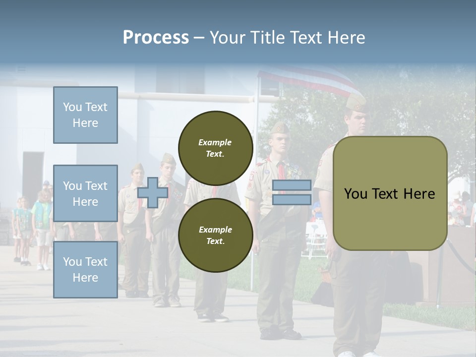 A Group Of Military Men Walking Down A Street PowerPoint Template