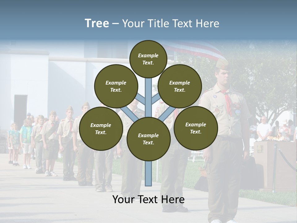 A Group Of Military Men Walking Down A Street PowerPoint Template