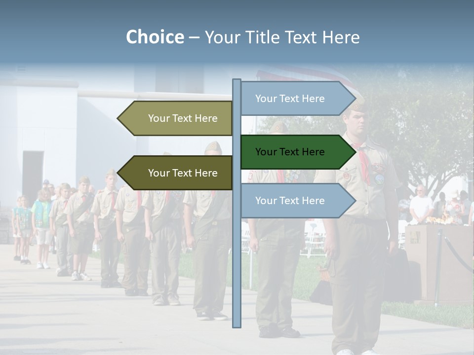 A Group Of Military Men Walking Down A Street PowerPoint Template