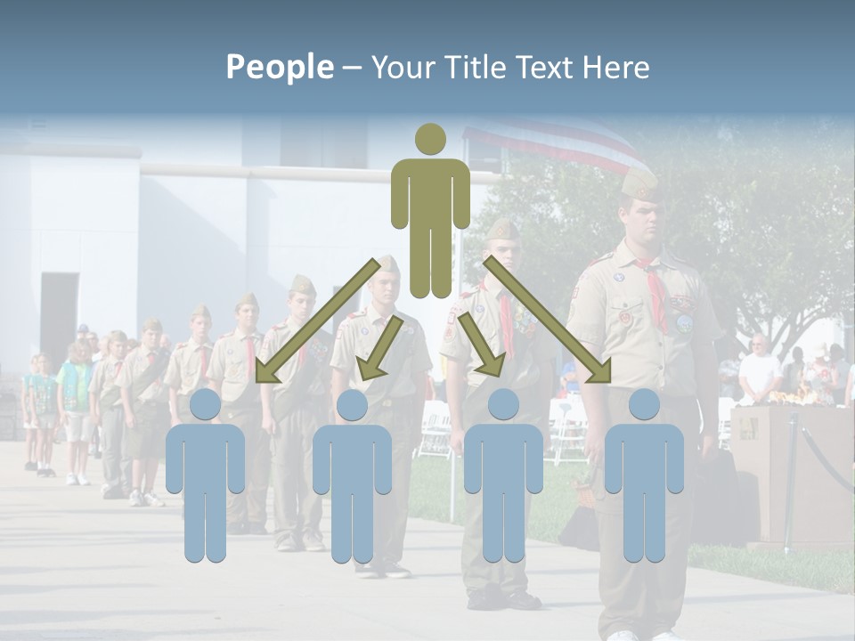 A Group Of Military Men Walking Down A Street PowerPoint Template