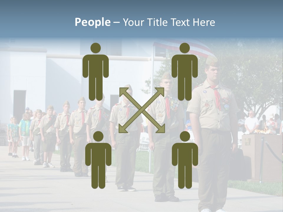 A Group Of Military Men Walking Down A Street PowerPoint Template