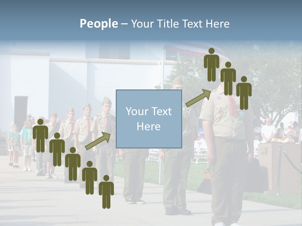 A Group Of Military Men Walking Down A Street PowerPoint Template