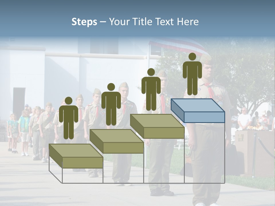 A Group Of Military Men Walking Down A Street PowerPoint Template